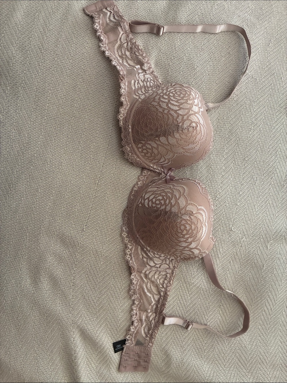 Lace Overlay Light Mauve Bra - Brand: